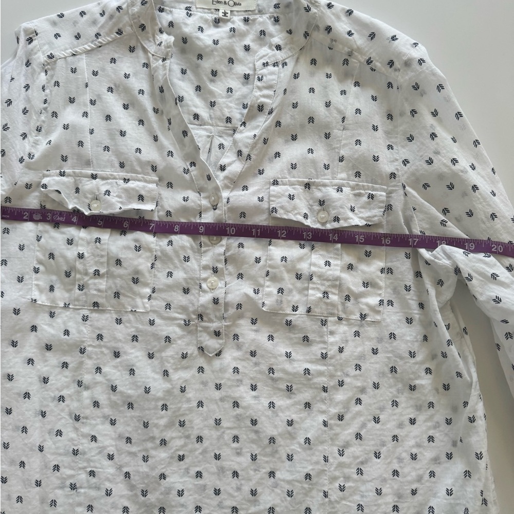 Eden & Olivia Coastal Navy Micro Print Cotton Blouse Large 🌸 - Picture 5 of 7